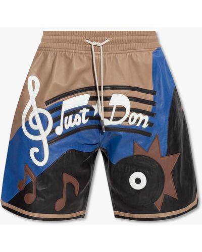 Just Don Leather Shorts - Multicolour