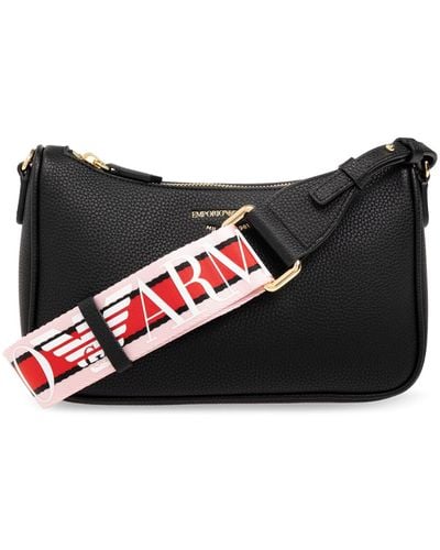 Emporio Armani Shoulder Bag With Logo, - Black