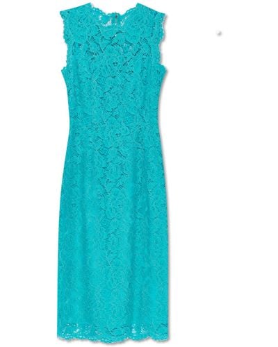 Dolce & Gabbana Lace Sleeveless Dress, - Blue