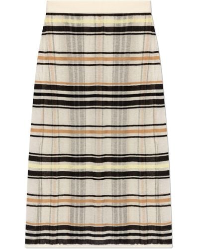 Bottega Veneta Striped Pattern Skirt, - Natural