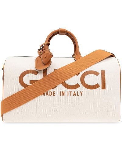 Gucci Travel Bag With Logo, - Natural