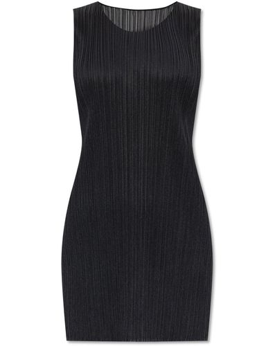 Black Sleeveless technical-pleated midi dress, Pleats Please Issey Miyake
