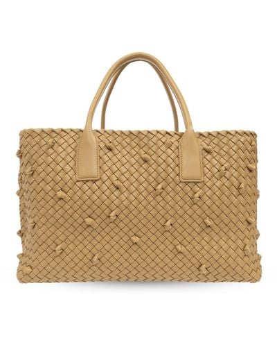 Bottega Veneta Medium `cabat` Shopper Bag, - Metallic