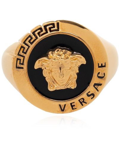 Versace Medusa Head Ring, - Metallic