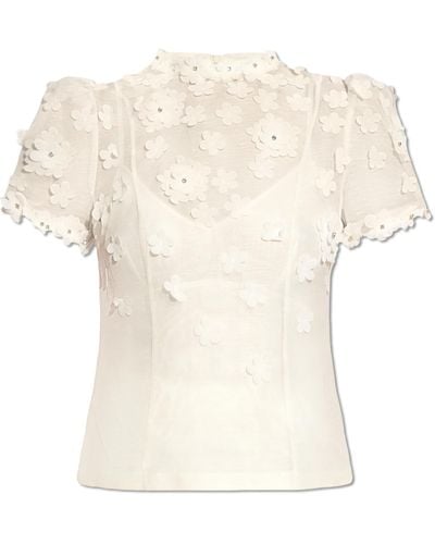 Zimmermann Top With Motif Of Flowers, - White
