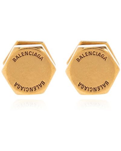 Balenciaga 'garage' Brass Earrings, - Natural