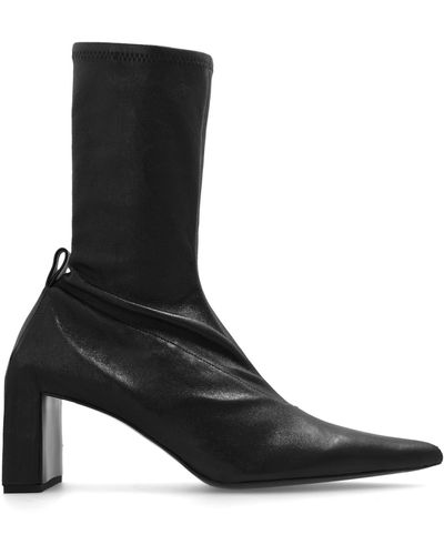 Jil Sander Leather Heeled Boots - Black