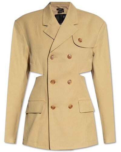 R13 Cotton Trench Coat, - Natural