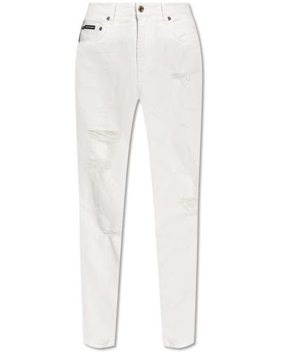 Dolce & Gabbana Jeans With Vintage Effect, - White
