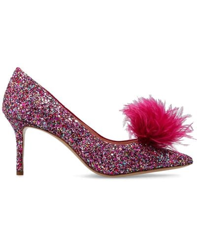 Kate Spade 80mm Feather-detailing Glitter Pumps - Pink