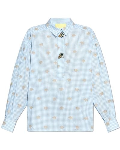 Munthe Checkered Pattern Shirt, - Blue