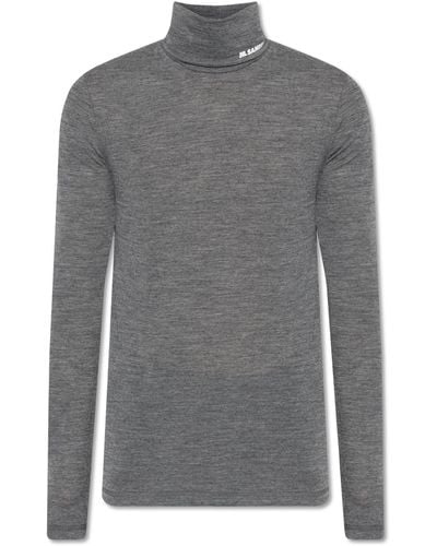 Jil Sander + Turtleneck Sweater With Long Sleeves, - Grey