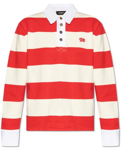 DSquared² Polo Shirt With Long Sleeves, - Red