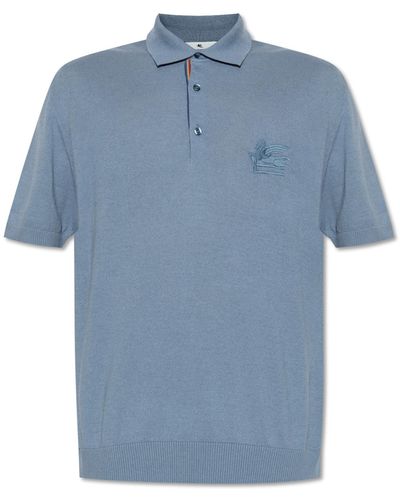 Etro Polo Shirt With Logo, - Blue