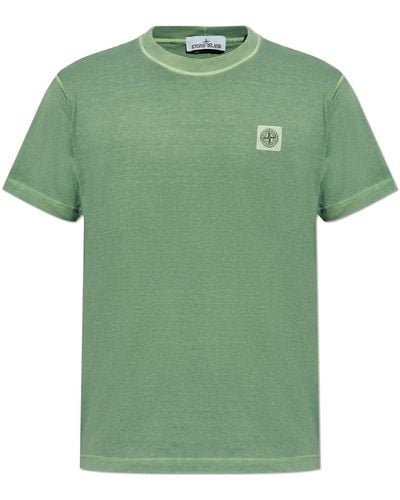 Stone Island T-Shirt With Logo Patch - Green
