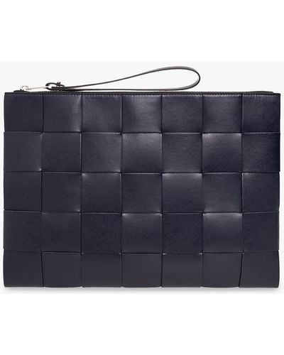 Bottega Veneta 'pouch Large' Leather Handbag, - Blue