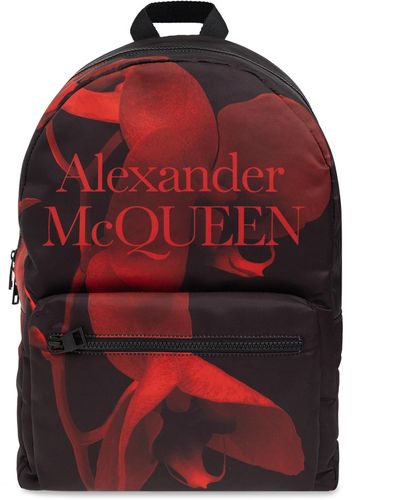 Alexander McQueen Backpack With Floral Motif - Red