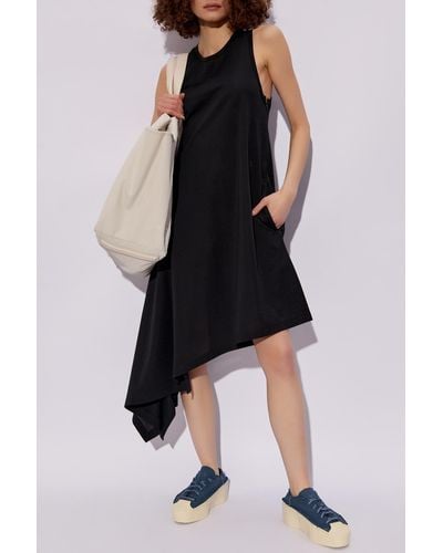 Y-3 Asymmetrical Sleeveless Dress, - Black
