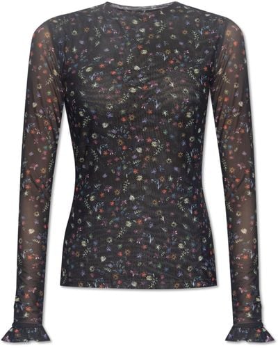 PS by Paul Smith Top With Floral Motif, - Black