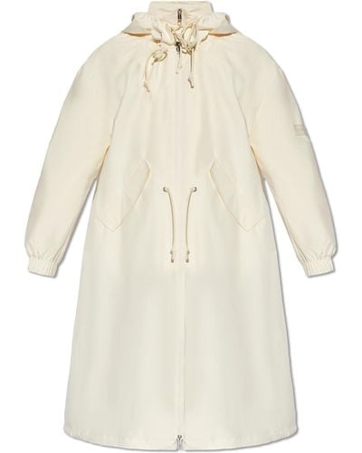 Yves Salomon Two-layered Coat With Hood, - White