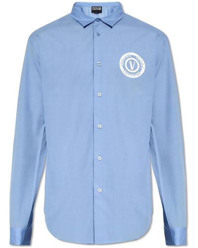 Versace Jeans Couture Shirt With Logo, - Blue