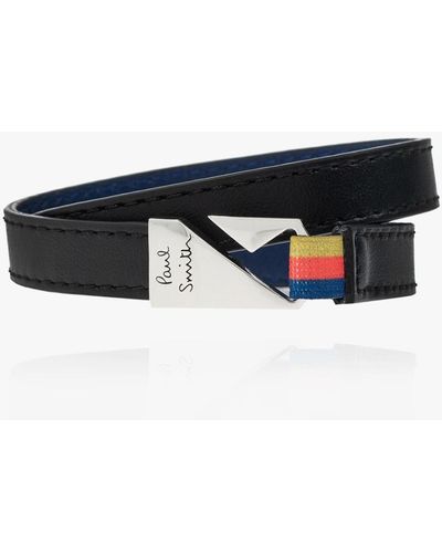 Paul Smith Leather Bracelet, - Black