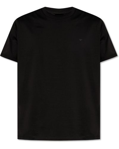Emporio Armani T-Shirt With Lace Inserts - Black