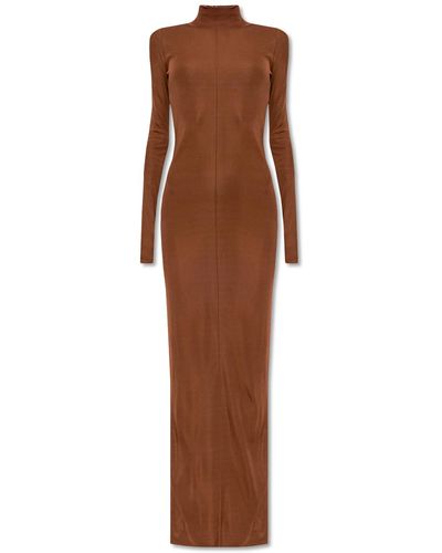 Saint Laurent Dress With A Stand-Up Collar - Brown