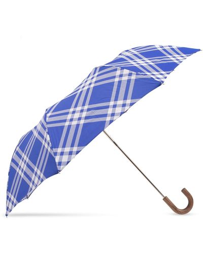 Burberry Check Pattern Umbrella, - Blue