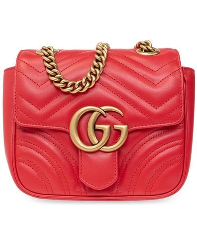 Gucci gg Marmont Mini Quilted Shoulder Bag - Red