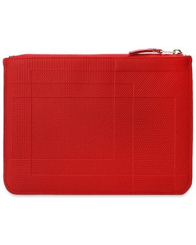 Comme des Garçons Leather Pouch With Logo, - Red