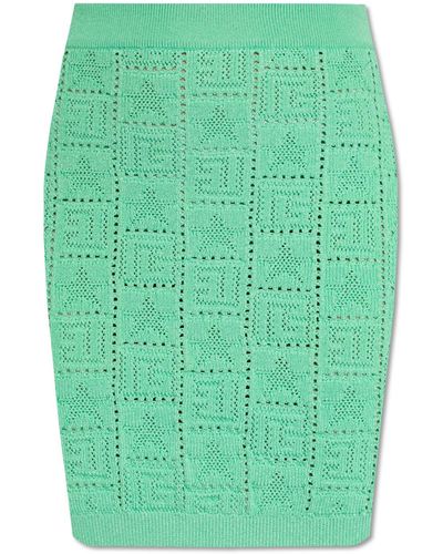 Balmain Mini Openwork Skirt, - Green