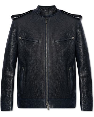 Burberry Leather Jacket, - Black
