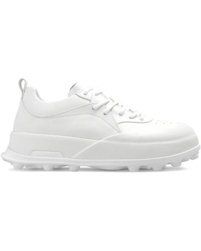 Jil Sander Leather Sneakers With Logo - White