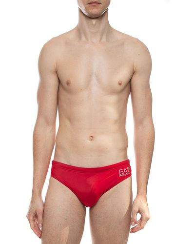 EA7 Branded Swimming Briefs - Red