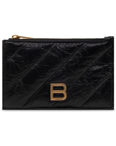 Balenciaga Card Holder With Logo, - Black