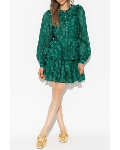 Custommade• 'juma' Dress With Floral Motif, - Green