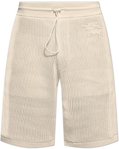 Burberry Cotton Shorts With Logo, - White