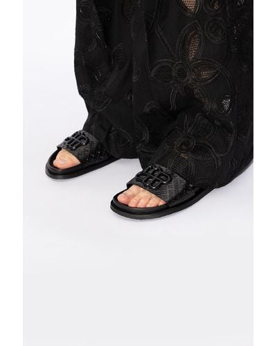 Munthe 'market' Sandals With Monogram, - Black
