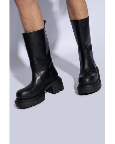 Rick Owens Leather Ankle Boots With Heel - Black