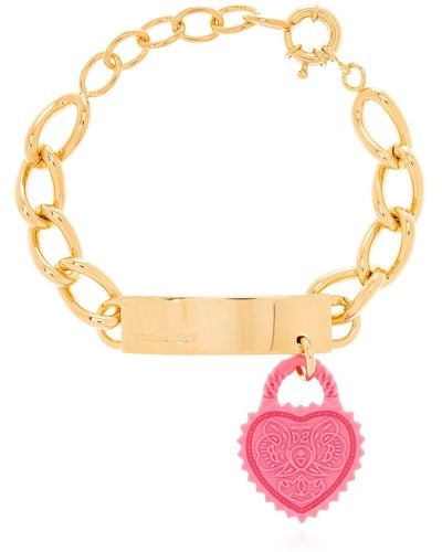 DSquared² Bracelet With Logo, - Pink