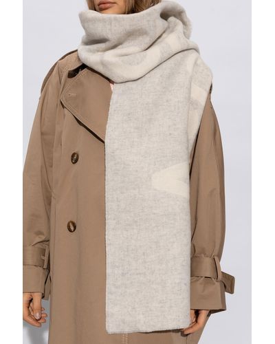 Acne Studios Scarf With Logo, - Natural