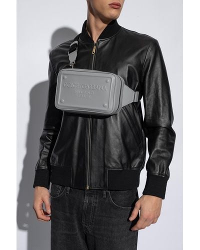 Dolce & Gabbana Shoulder Bag With Logo, - Gray