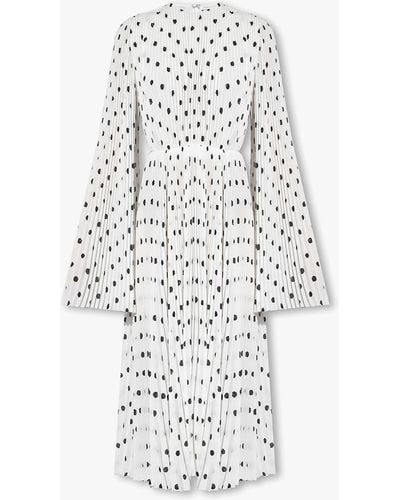 Balenciaga Pleated Dress With Polka Dot Pattern - White
