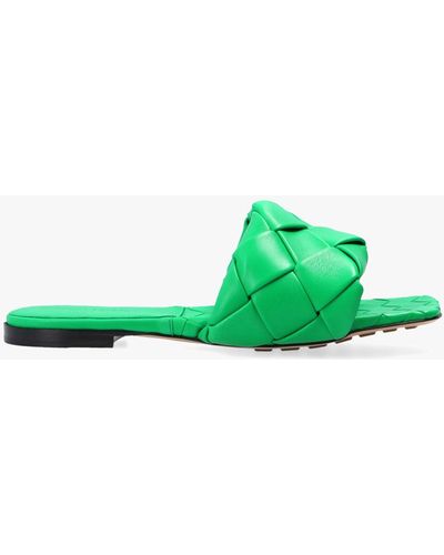Bottega Veneta Lido Flat Leather Sandals - Green