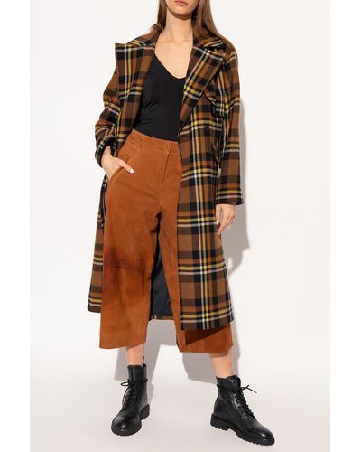 AllSaints Checked Coat - Brown