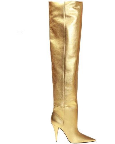 Saint Laurent 'kiki' Leather Boots Gold - Metallic