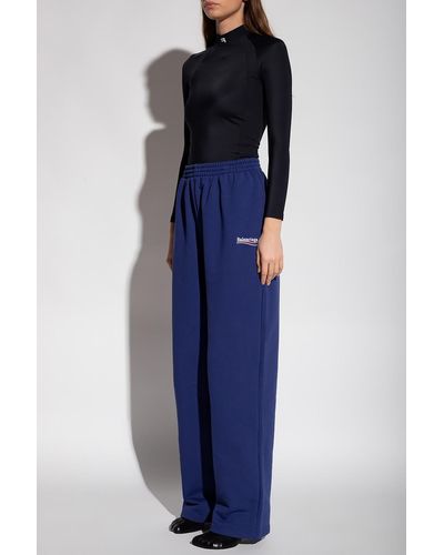 Balenciaga Sweatpants With Logo - Blue