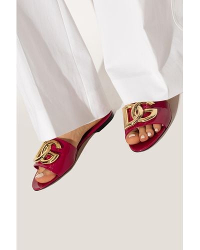 Dolce & Gabbana Dg Logo Patent Sandal - Red
