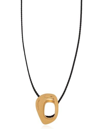 Ferragamo Long Necklace With Pendant - Metallic